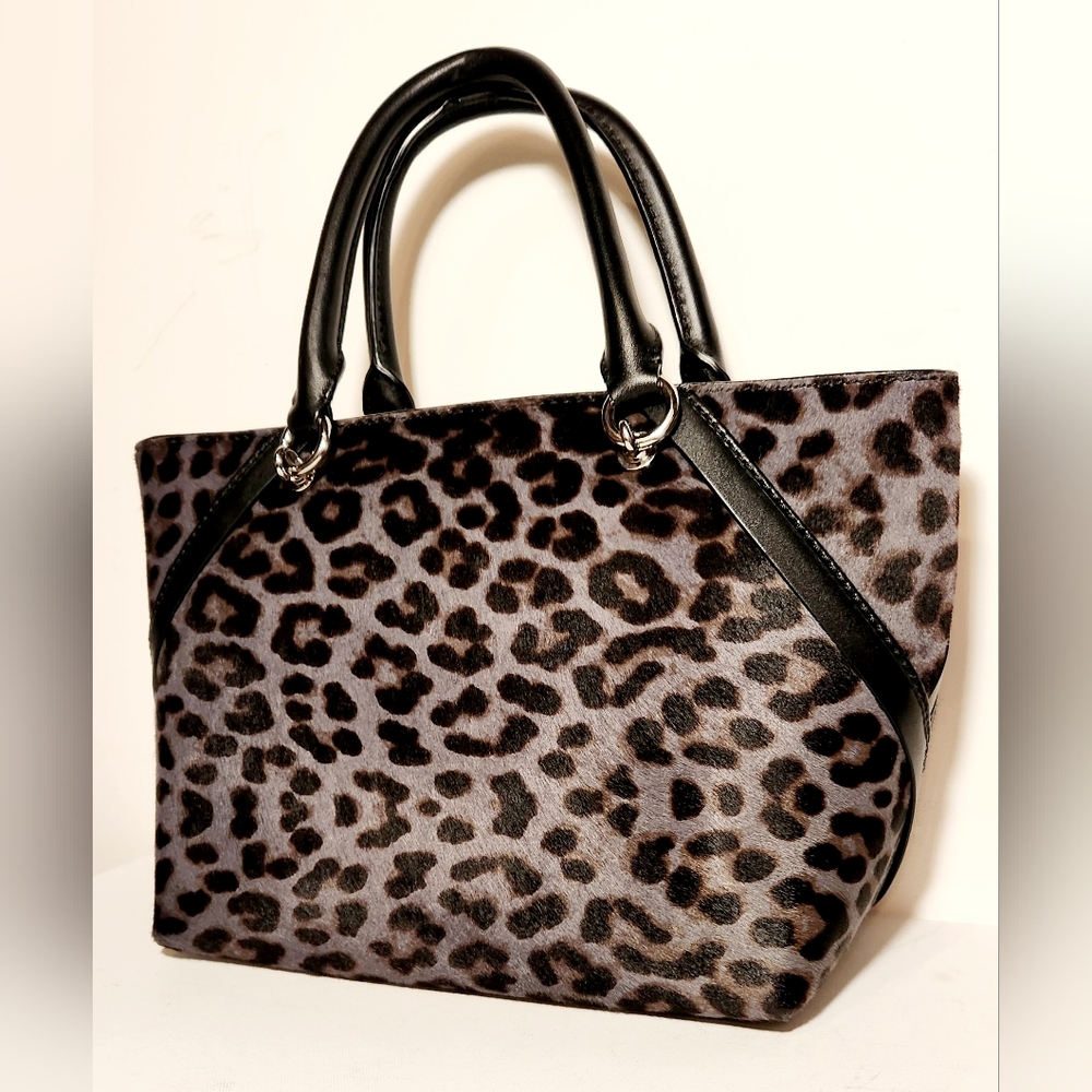 NWOT! Henri bendel purple leopard print Calf-hair Lafayette Satchel Crossbody - Picture 2 of 6